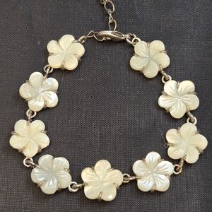 Vintage Mother Of Pearl Floral Bracelet